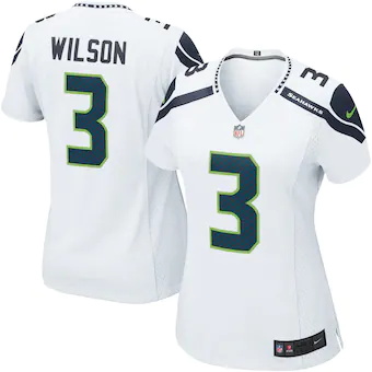 womens seattle seahawks russell wilson nike white game jers